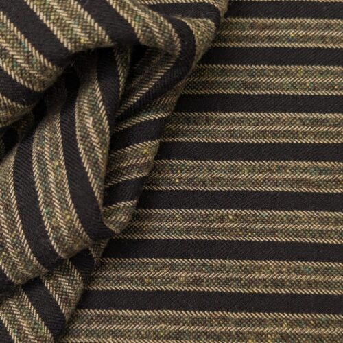Vintage Solbiati Wool Tweed Stripes Black Green