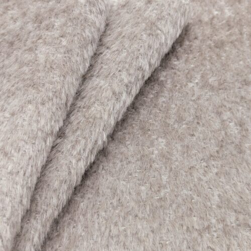 Alpaca Wool Coat Beige Melange Trimmed