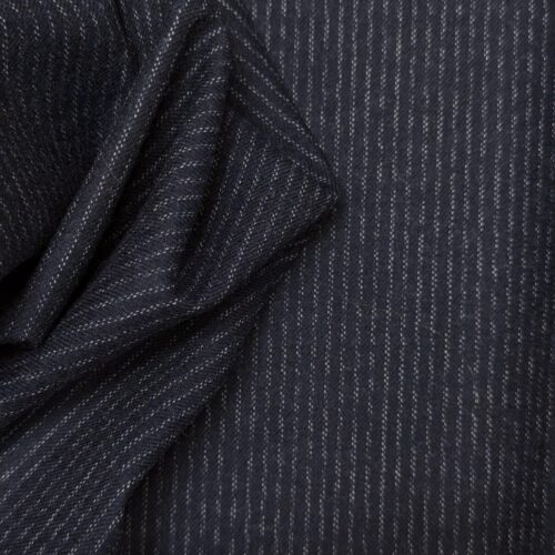 Vintage Solbiati Wool Cotton Chalk Stripes Navy