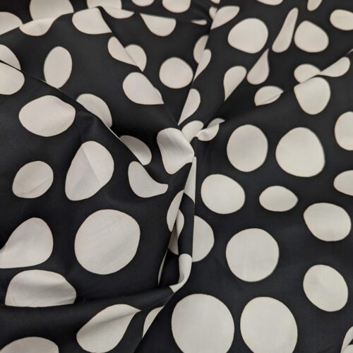 Cotton Satin Polka Dot Black White