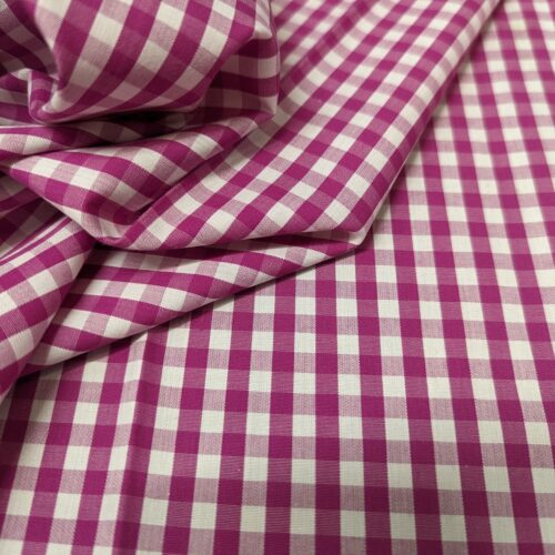 Cotton Poplin Gingham Pink White
