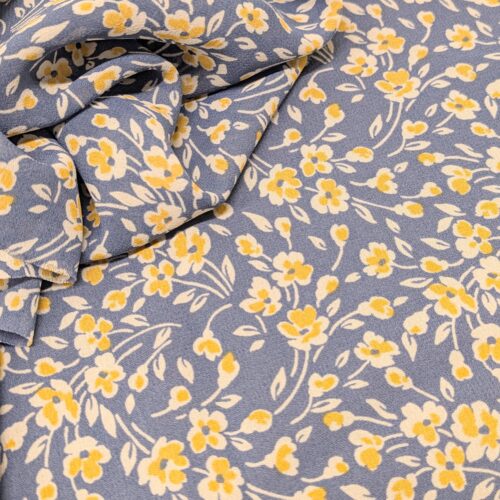 Viscose Georgette Small Flowers Purple Yellow