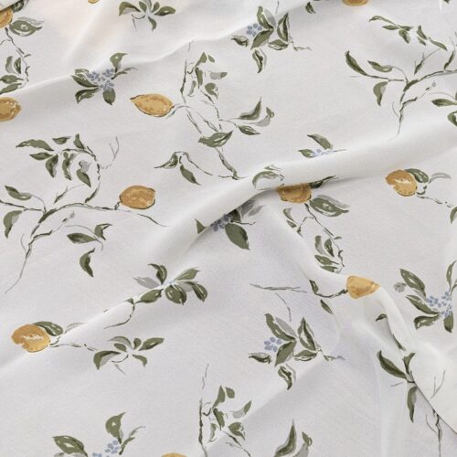 Viscose Georgette Lemons White Yellow