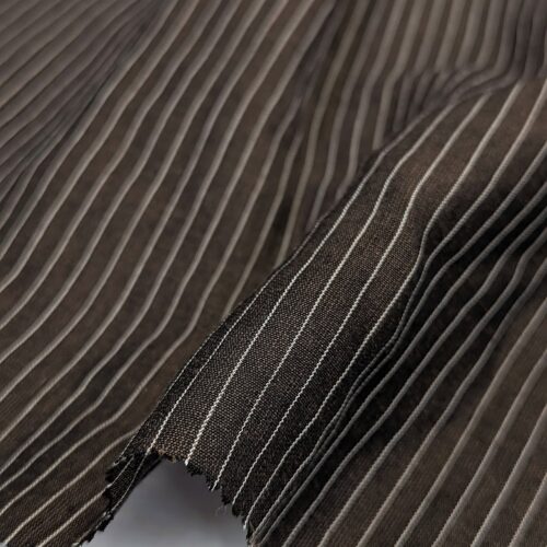 Plain Weave Linen Stripes Dark Chocolate White