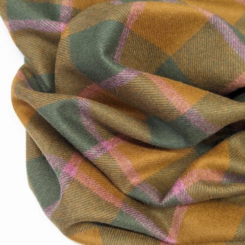 Wool Angora Plaid Flannel Mustard Green