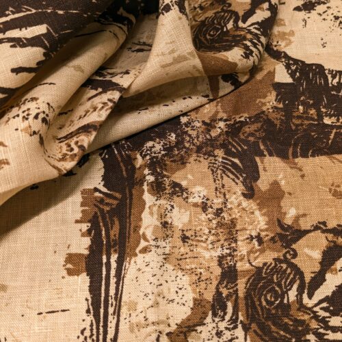 Linen Print Safari Brown Beige
