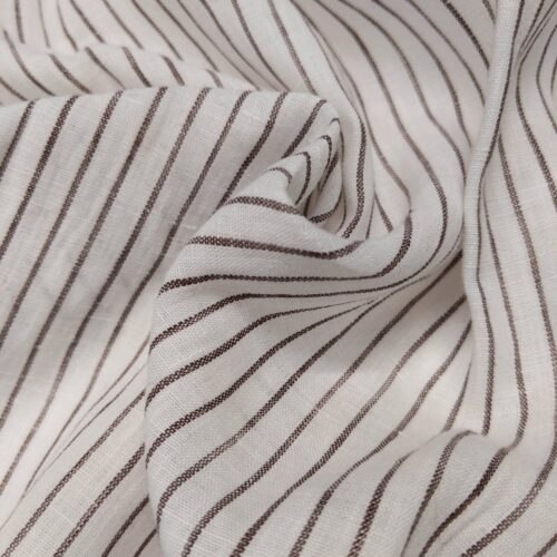 Striped Ivory Brown Linen