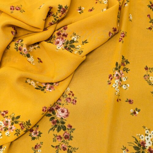 Viscose Georgette Small Flowers Yellow Pink