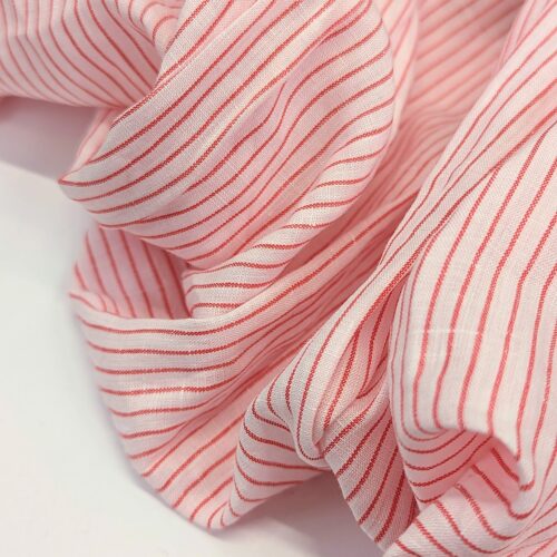 Plain Weave Linen Stripes Red White