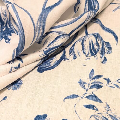 Linen White Blue Tulips