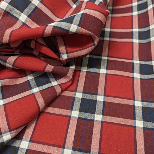 Cotton Plain Weave Plaid Red Navy