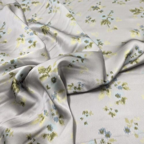 Silk Satin Floral Grey Green