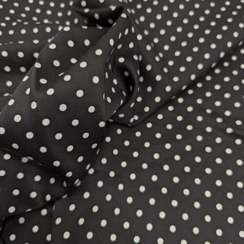 Cotton Satin Polka Dot Black