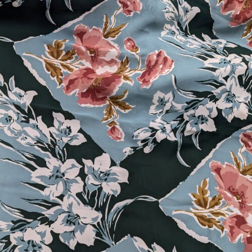 Viscose Georgette Floral Blue Pink