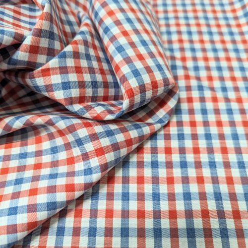 Cotton Poplin Checks Red Blue