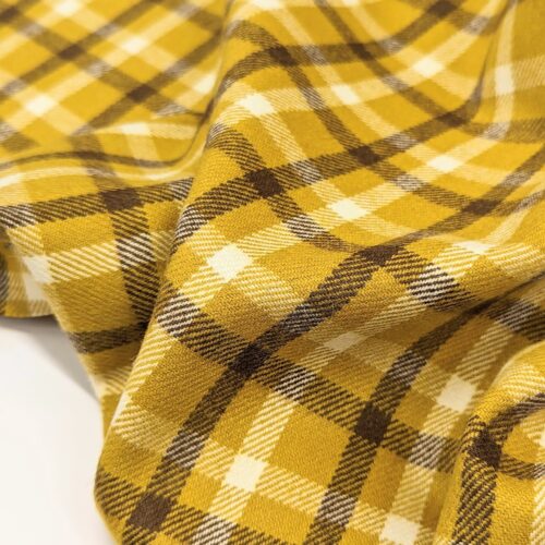 Wool Angora Plaid Flannel Yellow Brown