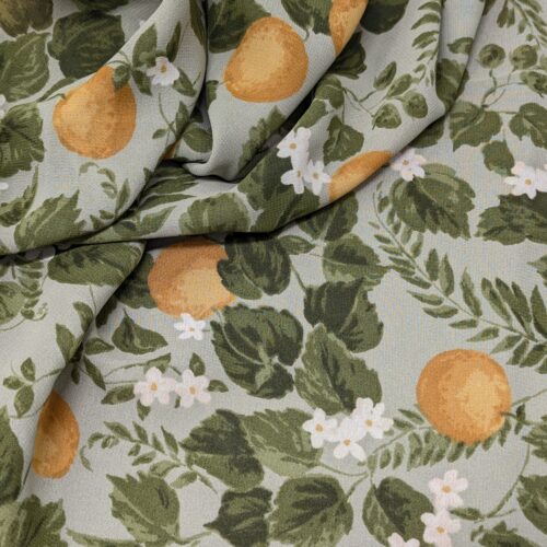 Viscose Georgette Oranges Green Yellow