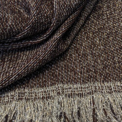 Designer DS Heavy Jacquard Wool Cotton Blend Lurex Brown