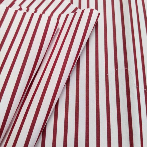 Cotton Shirting Stripes Red White