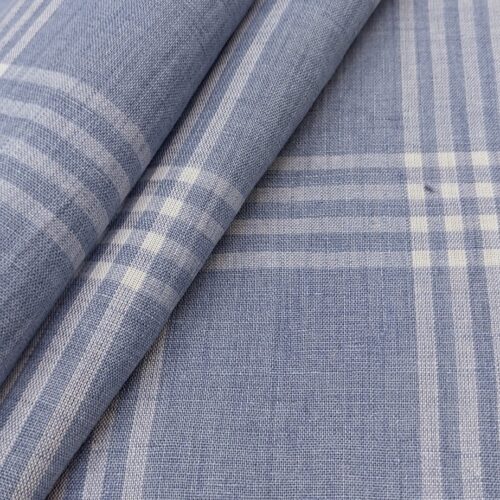 Linen Check in Slate Blue White