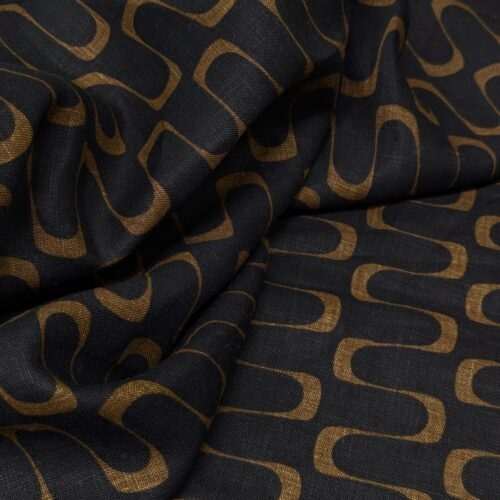 Linen Print Geometric Black Brown