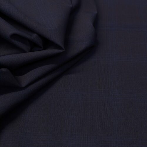Tollegno Wool Elastane Suiting Checks Dark Navy