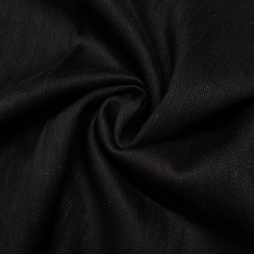 Jet Black Twill Linen
