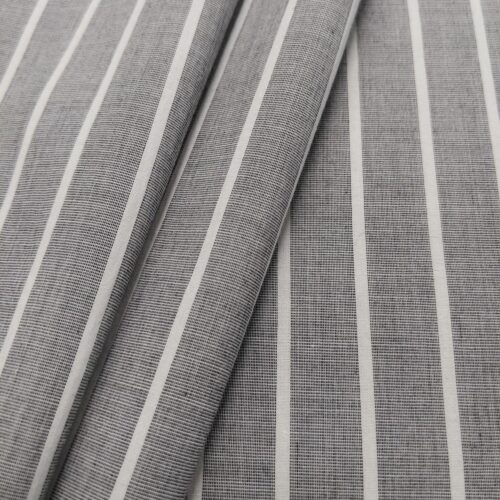 Cotton Suiting Stripes Grey White