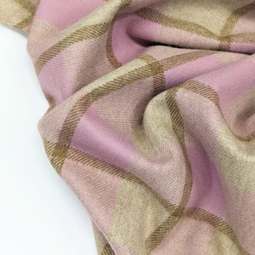 Wool Angora Plaid Flannel Pink Green