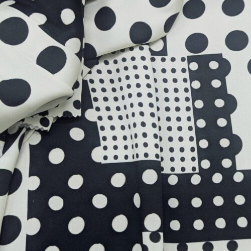 Viscose Polka Dot Patchwork Black White