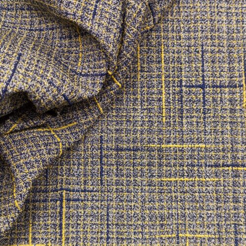 Tweed Viscose Silk Navy Yellow