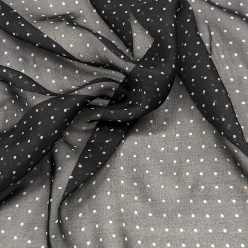 Chiffon Silk Polka Dot Black