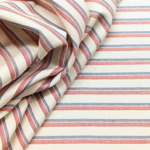 Cotton Twill Stripes Red Blue