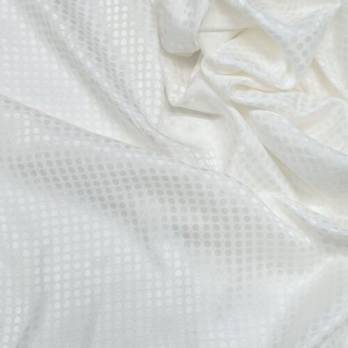 Silk Taffeta Jacquard Pois White