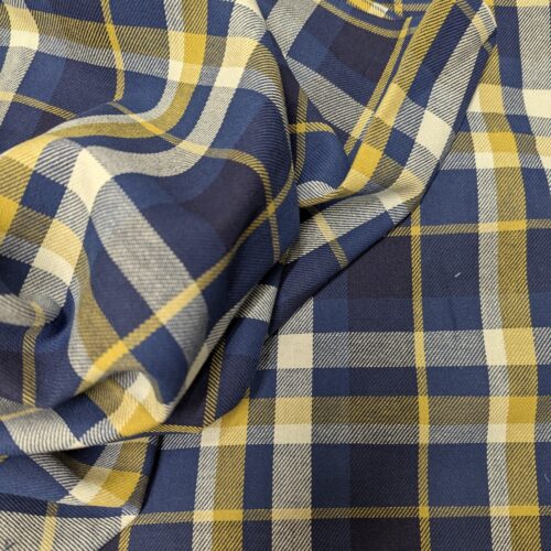 Cotton Flannel Checks Blue Yellow