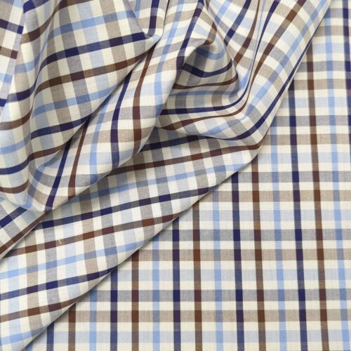 AV Cotton Shirting Checks Brown Navy White