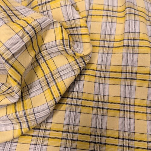 Cotton Flannel Checks Yellow White Black