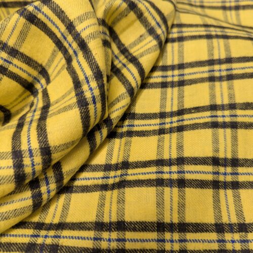 Cotton Flannel Checks Yellow Black Blue