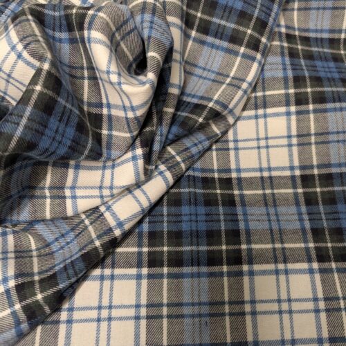 Cotton Flannel Checks Blue White Black