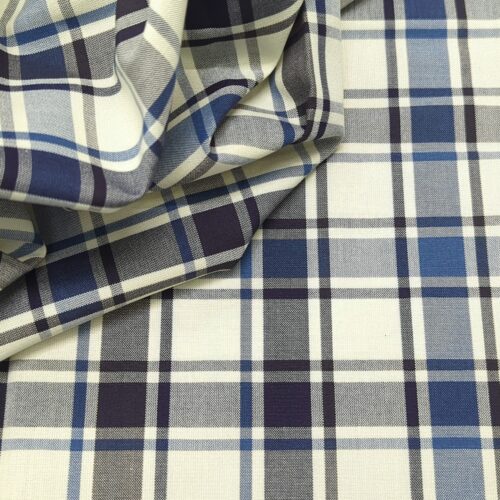 AV Cotton Shirting Checks White Blue