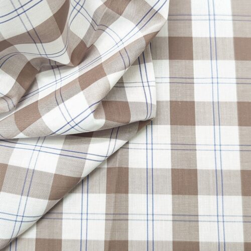 AV Cotton Shirting Checks Brown White