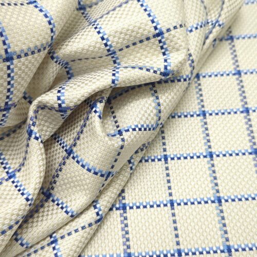 AV Cotton Shirting Checks Blie Off-White