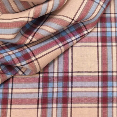 AV Cotton Shirting Checks Beige Red