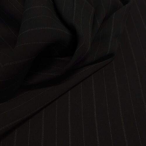 Viscose Twill Chalk Stripe Black