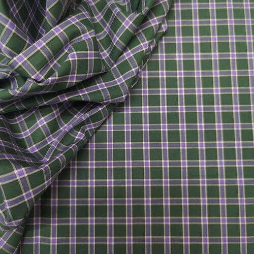 AV Cotton Shirting Checks Green Purple