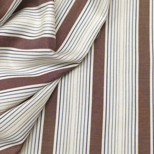 AV Cotton Shirting Irregular Stripes Brown White