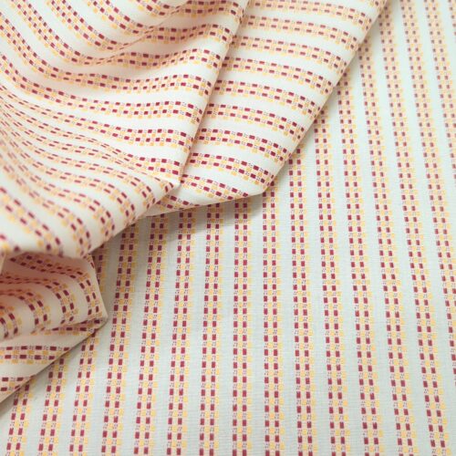 AV Cotton Shirting Jacquard Stripes Red White Yellow