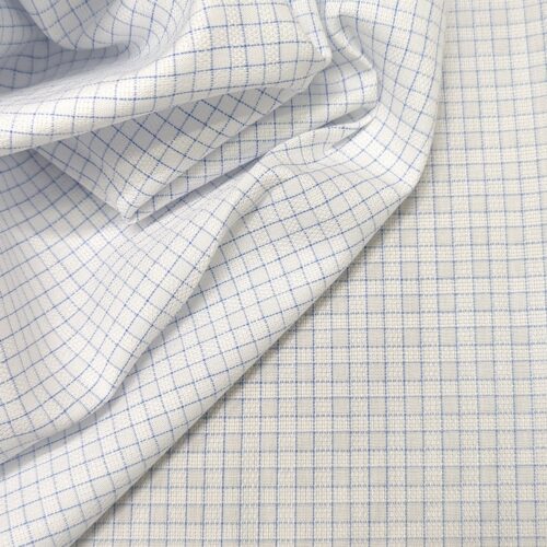 AV Textured Cotton Shirting Checks White Blue
