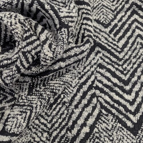 Polyacrylic Wool Blend Herringbone Black White