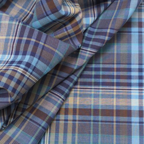 AV Cotton Shirting Checks Brown Blue